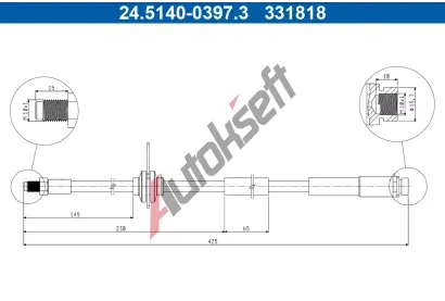 ATE Brzdová hadice AT 331818, 24.5140-0397.3 ATE Brzdová hadice AT 331818, 24.5140-0397.3