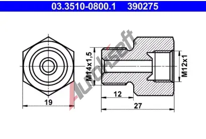 ATE Adaptér brzdového vedení AT 390275, 03.3510-0800.1 ATE Adaptér brzdového vedení AT 390275, 03.3510-0800.1