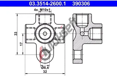 ATE Spojovac/rozdlovac kus AT 390306, 03.3514-2600.1