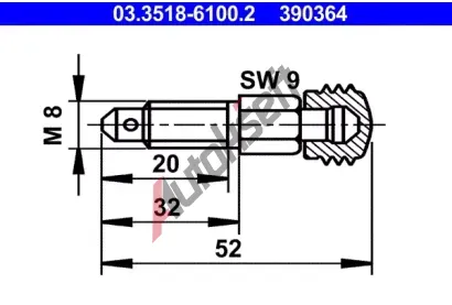ATE Odvzduovac roub/ventil AT 390364, 03.3518-6100.2