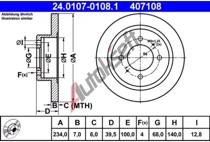 ATE Brzdov kotou - 234 mm AT 407108, 24.0107-0108.1