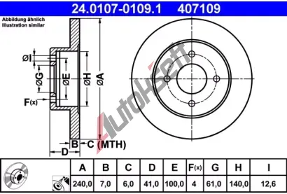 ATE Brzdov kotou - 240 mm AT 407109, 24.0107-0109.1