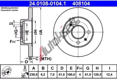 ATE Brzdov kotou - 238 mm AT 408104, 24.0108-0104.1