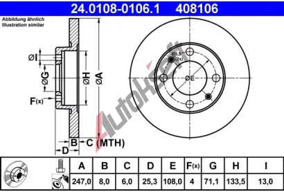 ATE Brzdov kotou - 247 mm AT 408106, 24.0108-0106.1