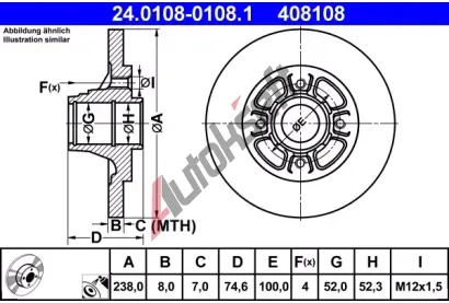 ATE Brzdov kotou - 238 mm AT 408108, 24.0108-0108.1