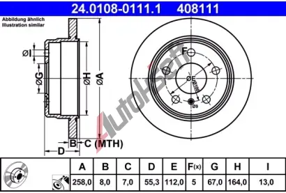 ATE Brzdov kotou - 258 mm AT 408111, 24.0108-0111.1
