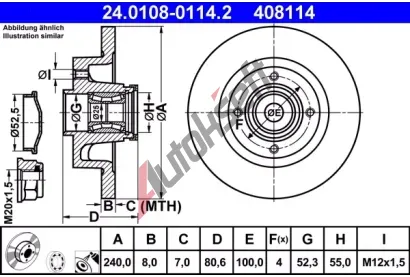 ATE Brzdov kotou s loiskem - 240 mm AT 408114, 24.0108-0114.2