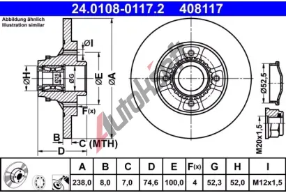 ATE Brzdov kotou s loiskem - 238 mm AT 408117, 24.0108-0117.2