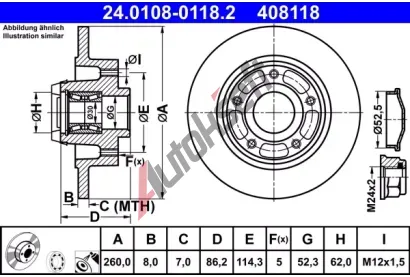 ATE Brzdov kotou s loiskem - 260 mm AT 408118, 24.0108-0118.2