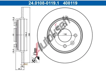 ATE Brzdov kotou - 260 mm AT 408119, 24.0108-0119.1