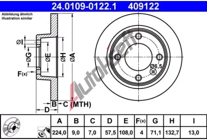 ATE Brzdov kotou - 224 mm AT 409122, 24.0109-0122.1