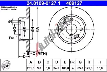 ATE Brzdov kotou - 231 mm AT 409127, 24.0109-0127.1