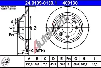 ATE Brzdov kotou - 258 mm AT 409130, 24.0109-0130.1