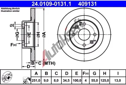 ATE Brzdov kotou - 251 mm AT 409131, 24.0109-0131.1