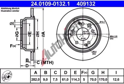 ATE Brzdov kotou - 282 mm AT 409132, 24.0109-0132.1