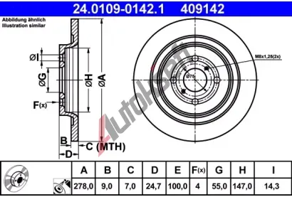 ATE Brzdov kotou - 278 mm AT 409142, 24.0109-0142.1