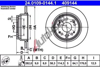 ATE Brzdov kotou - 282 mm AT 409144, 24.0109-0144.1