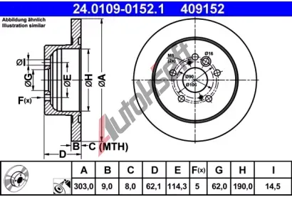 ATE Brzdov kotou - 303 mm AT 409152, 24.0109-0152.1