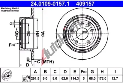 ATE Brzdov kotou - 292 mm AT 409157, 24.0109-0157.1