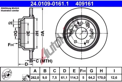 ATE Brzdov kotou - 282 mm AT 409161, 24.0109-0161.1