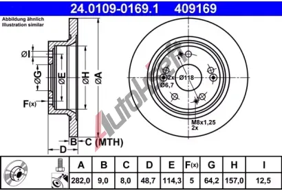 ATE Brzdov kotou - 282 mm AT 409169, 24.0109-0169.1