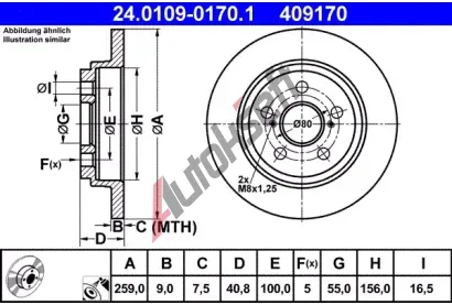 ATE Brzdov kotou - 259 mm AT 409170, 24.0109-0170.1