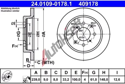 ATE Brzdov kotou - 239 mm AT 409178, 24.0109-0178.1