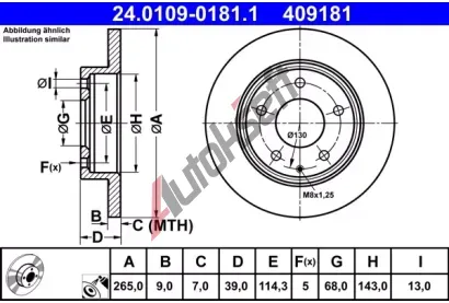 ATE Brzdov kotou - 265 mm AT 409181, 24.0109-0181.1