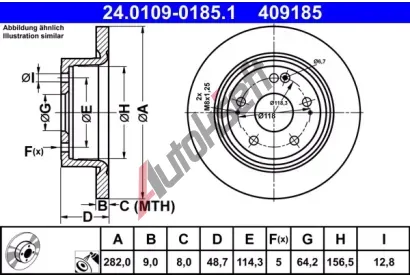ATE Brzdov kotou - 282 mm AT 409185, 24.0109-0185.1