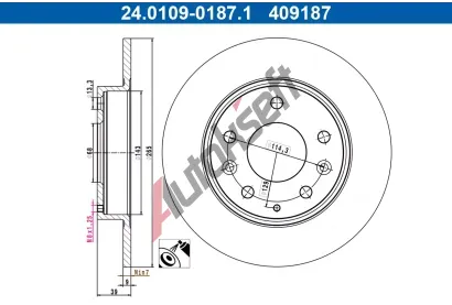 ATE Brzdov kotou - 265 mm AT 409187, 24.0109-0187.1