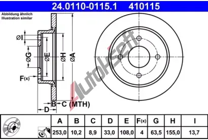 ATE Brzdov kotou - 253 mm AT 410115, 24.0110-0115.1