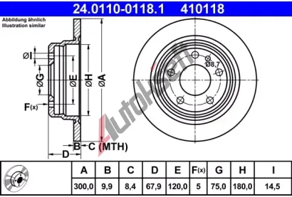 ATE Brzdov kotou - 300 mm AT 410118, 24.0110-0118.1