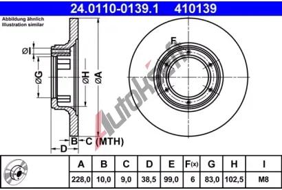 ATE Brzdov kotou - 228 mm AT 410139, 24.0110-0139.1