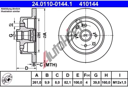 ATE Brzdov kotou - 261 mm AT 410144, 24.0110-0144.1