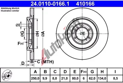 ATE Brzdov kotou - 250 mm AT 410166, 24.0110-0166.1