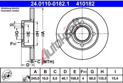 ATE Brzdov kotou - 245 mm AT 410182, 24.0110-0182.1