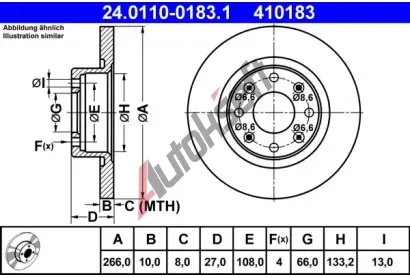 ATE Brzdov kotou - 266 mm AT 410183, 24.0110-0183.1