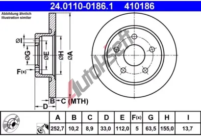 ATE Brzdov kotou - 253 mm AT 410186, 24.0110-0186.1