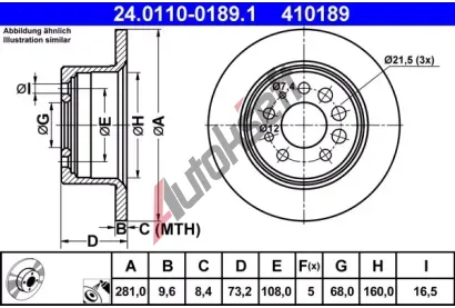 ATE Brzdov kotou - 281 mm AT 410189, 24.0110-0189.1