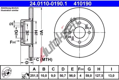 ATE Brzdov kotou - 252 mm AT 410190, 24.0110-0190.1