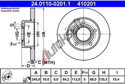 ATE Brzdov kotou - 245 mm AT 410201, 24.0110-0201.1