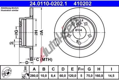 ATE Brzdov kotou - 280 mm AT 410202, 24.0110-0202.1