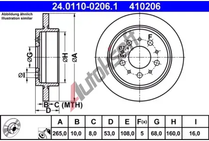 ATE Brzdov kotou - 265 mm AT 410206, 24.0110-0206.1