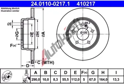 ATE Brzdov kotou - 290 mm AT 410217, 24.0110-0217.1