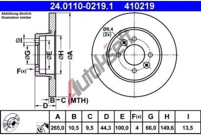 ATE Brzdov kotou - 265 mm AT 410219, 24.0110-0219.1