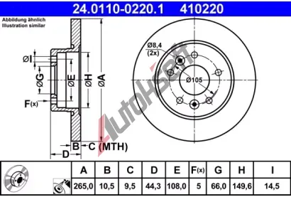 ATE Brzdov kotou - 265 mm AT 410220, 24.0110-0220.1