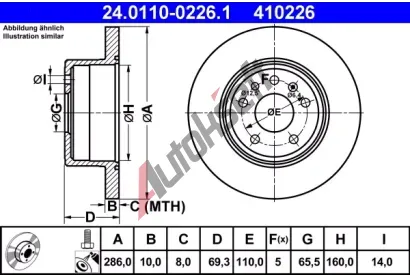 ATE Brzdov kotou - 286 mm AT 410226, 24.0110-0226.1