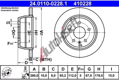 ATE Brzdov kotou - 280 mm AT 410228, 24.0110-0228.1