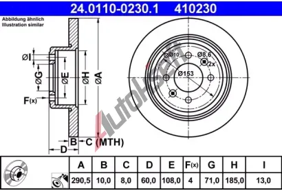 ATE Brzdov kotou - 291 mm AT 410230, 24.0110-0230.1