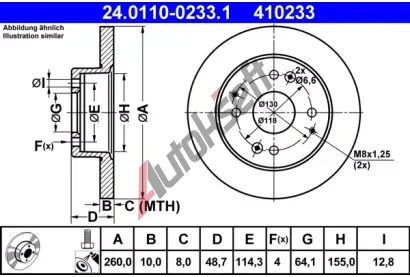 ATE Brzdov kotou - 260 mm AT 410233, 24.0110-0233.1